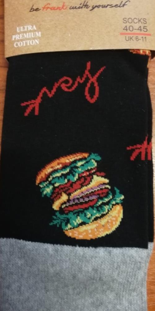 Calcetín de chico de algodón estampado con motivos de hamburguesas